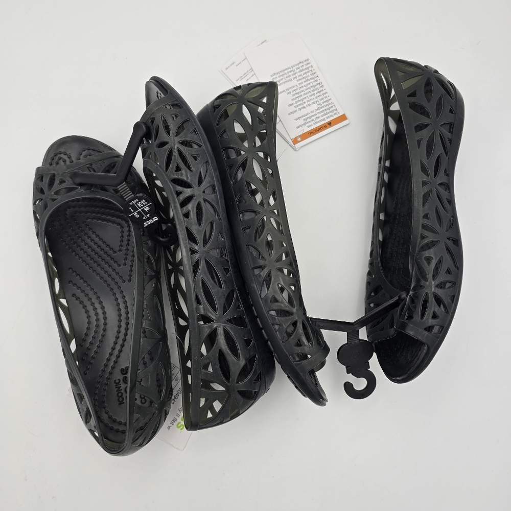 CROCS Isabella Jelly II Flats W4, Black Sandals Womens/Big Girl 4, Brand New! - Picture 16 of 16